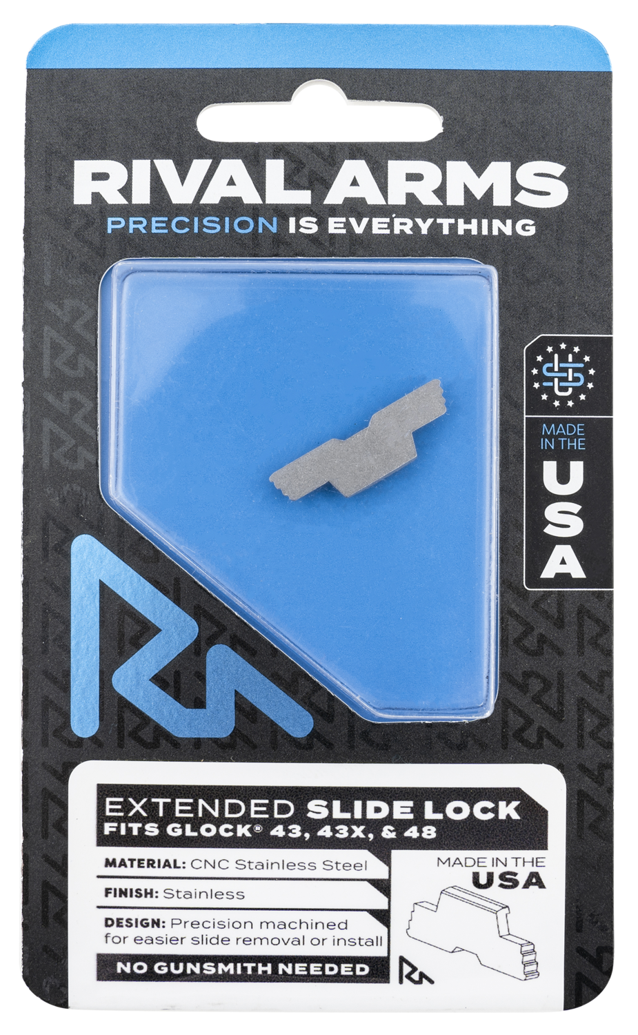 Rival Arms Slide Lock, Rival Rara80g003d Slide Lck Ext Glk 43 43x 48 Ss