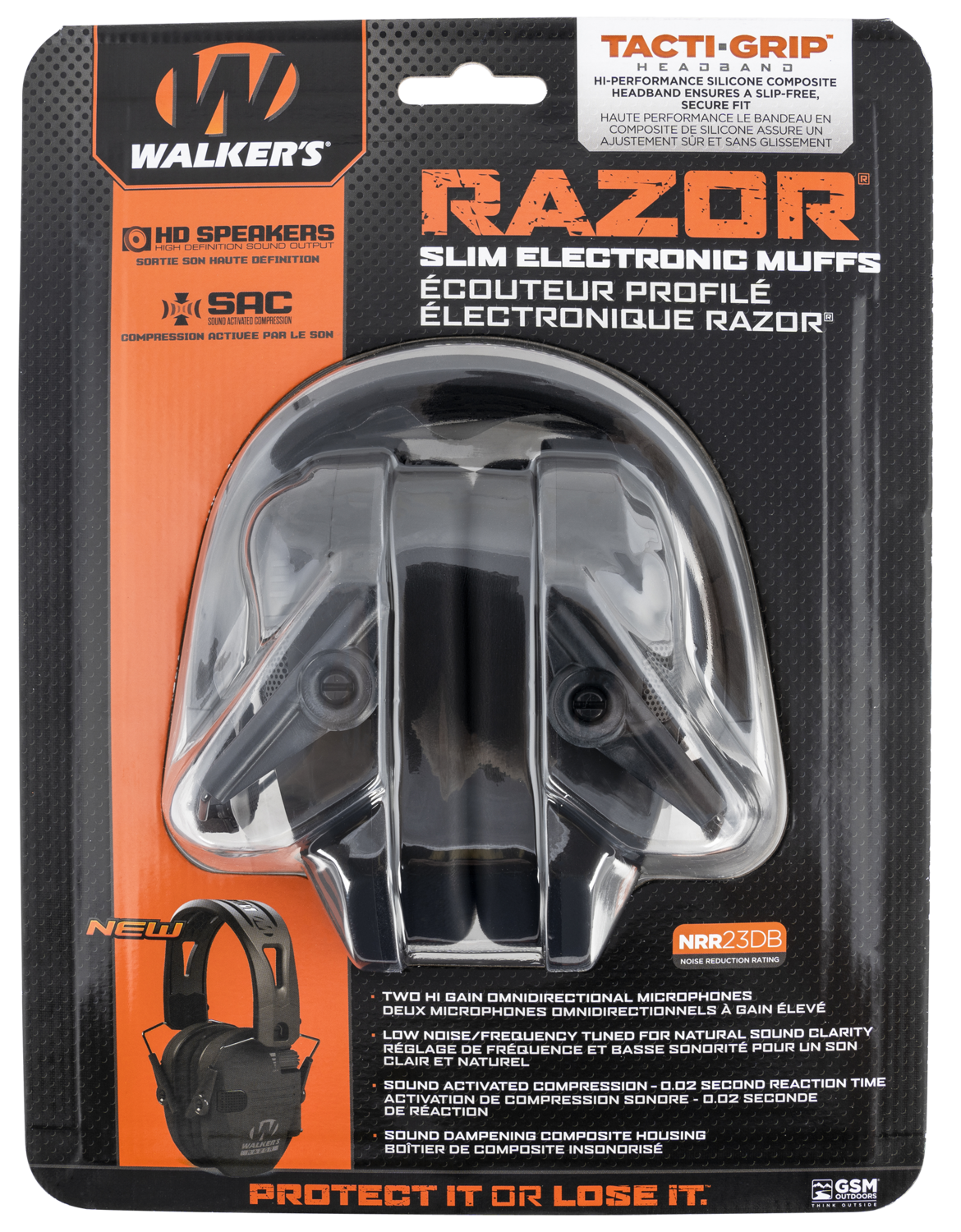Walkers Game Ear Razor Slim Electronic, Wlkr Gwp-rsemrh        Razr Muff Tacti-grip Blk