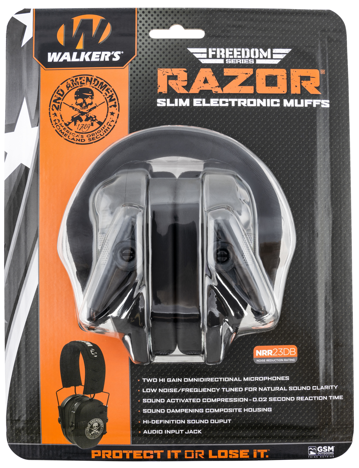 Walkers Game Ear Razor Slim Electronic, Wlkr Gwp-rsemfs-2a     Razr Freedom Muff 2a