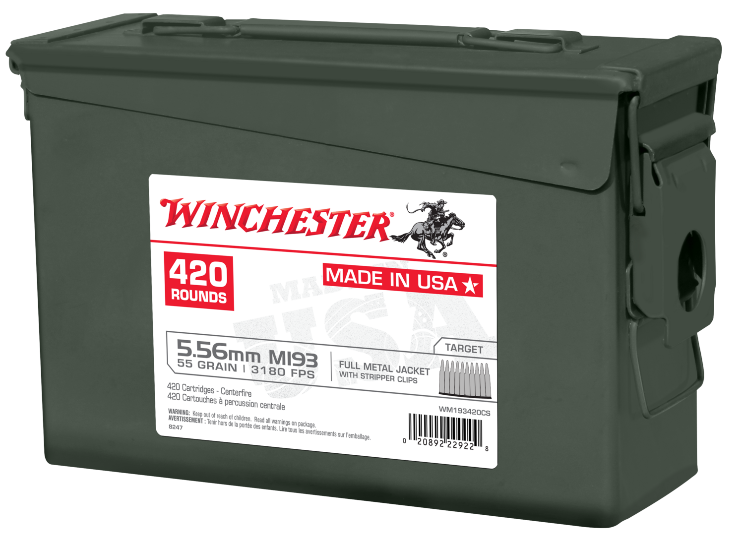 Winchester Ammo Usa, Win Wm193420cs 5.56       55 Fmj   2cans     840ct