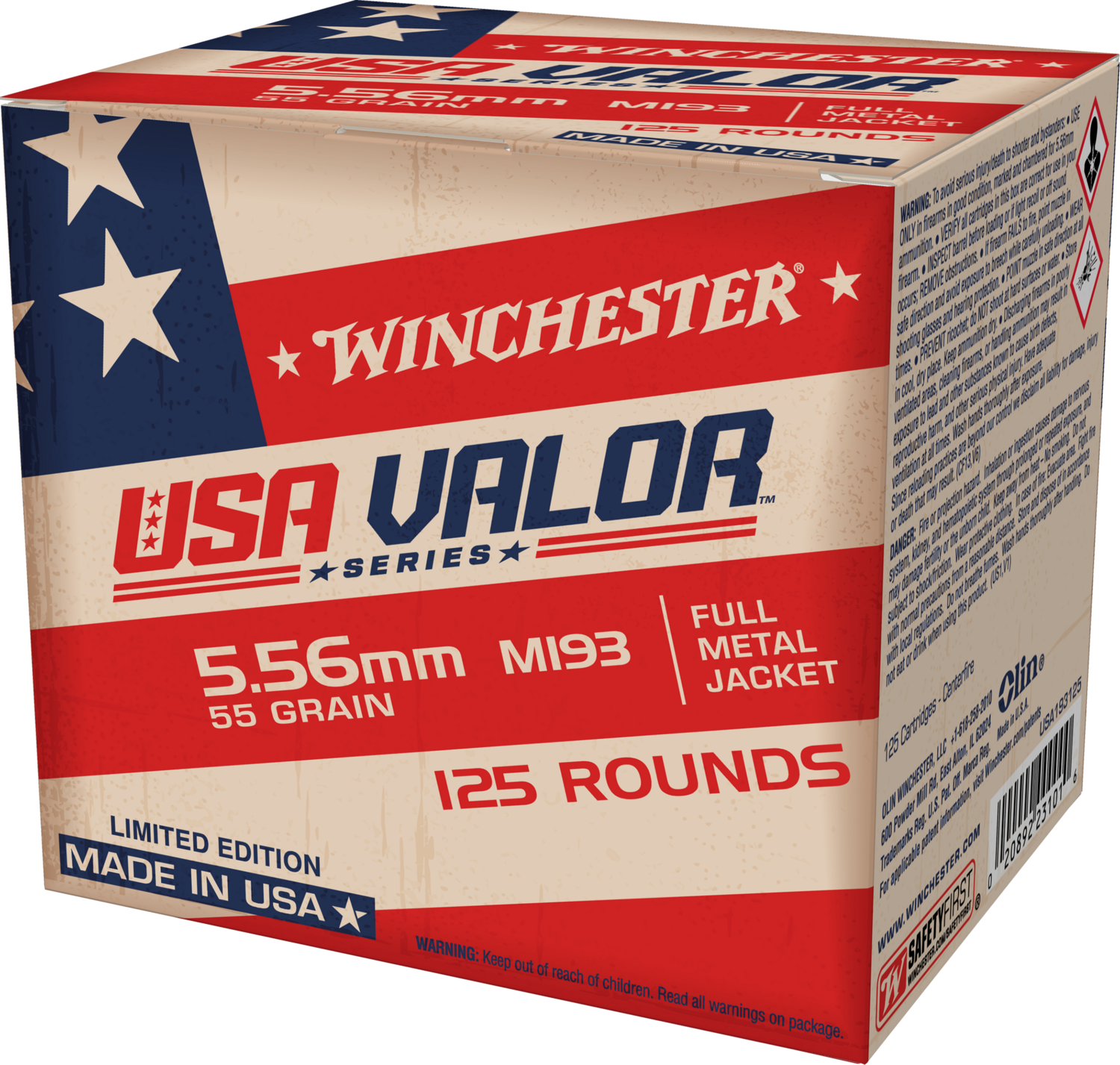 Winchester Ammo Usa Valor, Win Usa193125  5.56 M193  55 Fmj            125/10