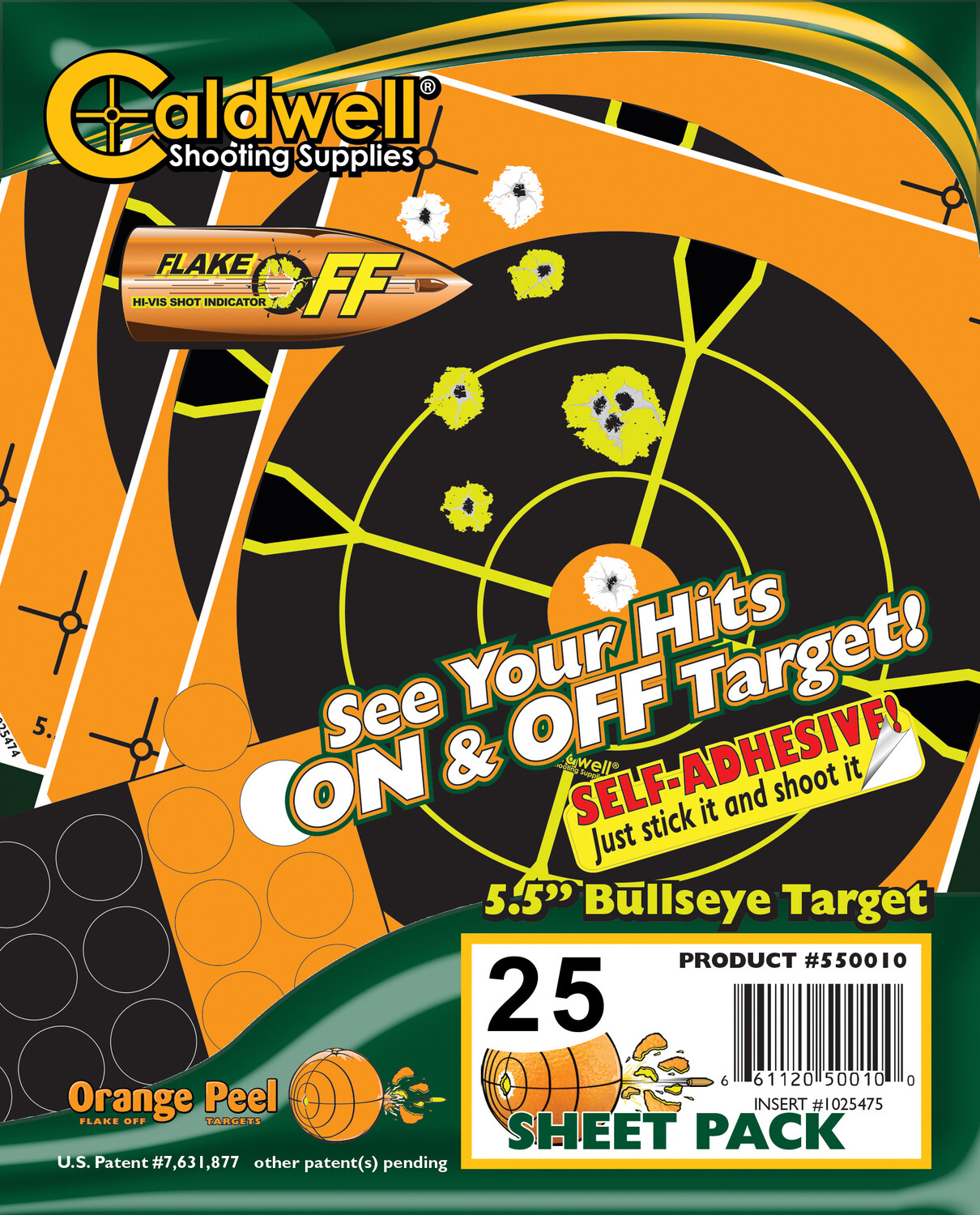 Caldwell Orange Peel, Cald 1166108   5.5in Bullseye Target    25 Sheets