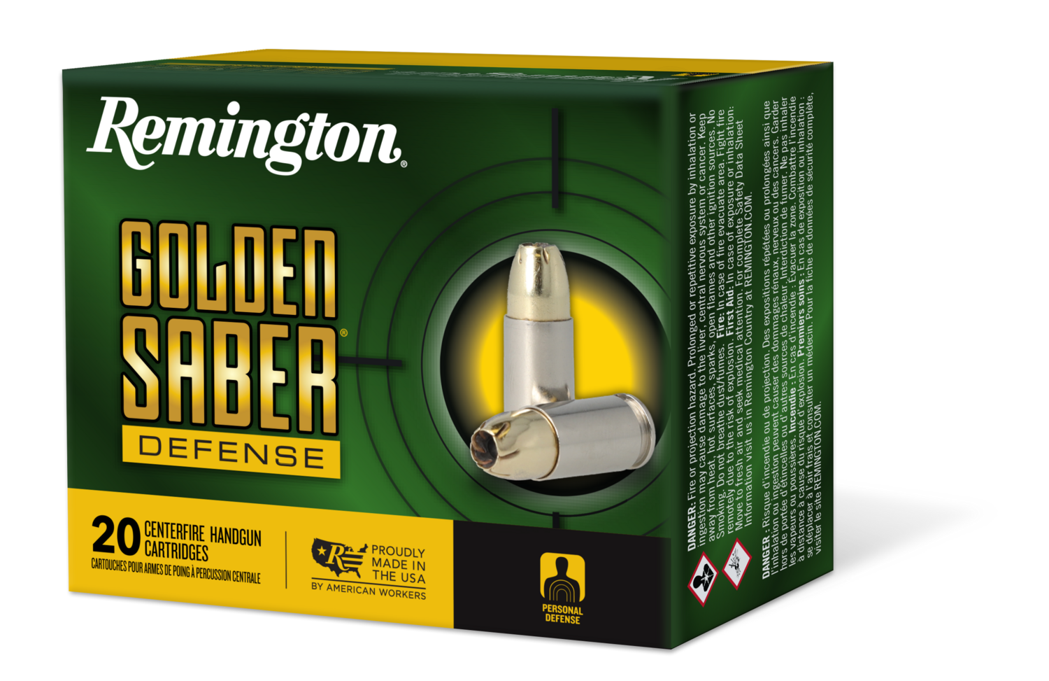Remington Ammunition Golden Saber Defense, Rem 27611 Gsd45apc   45+p   185 Bjhp         20/25