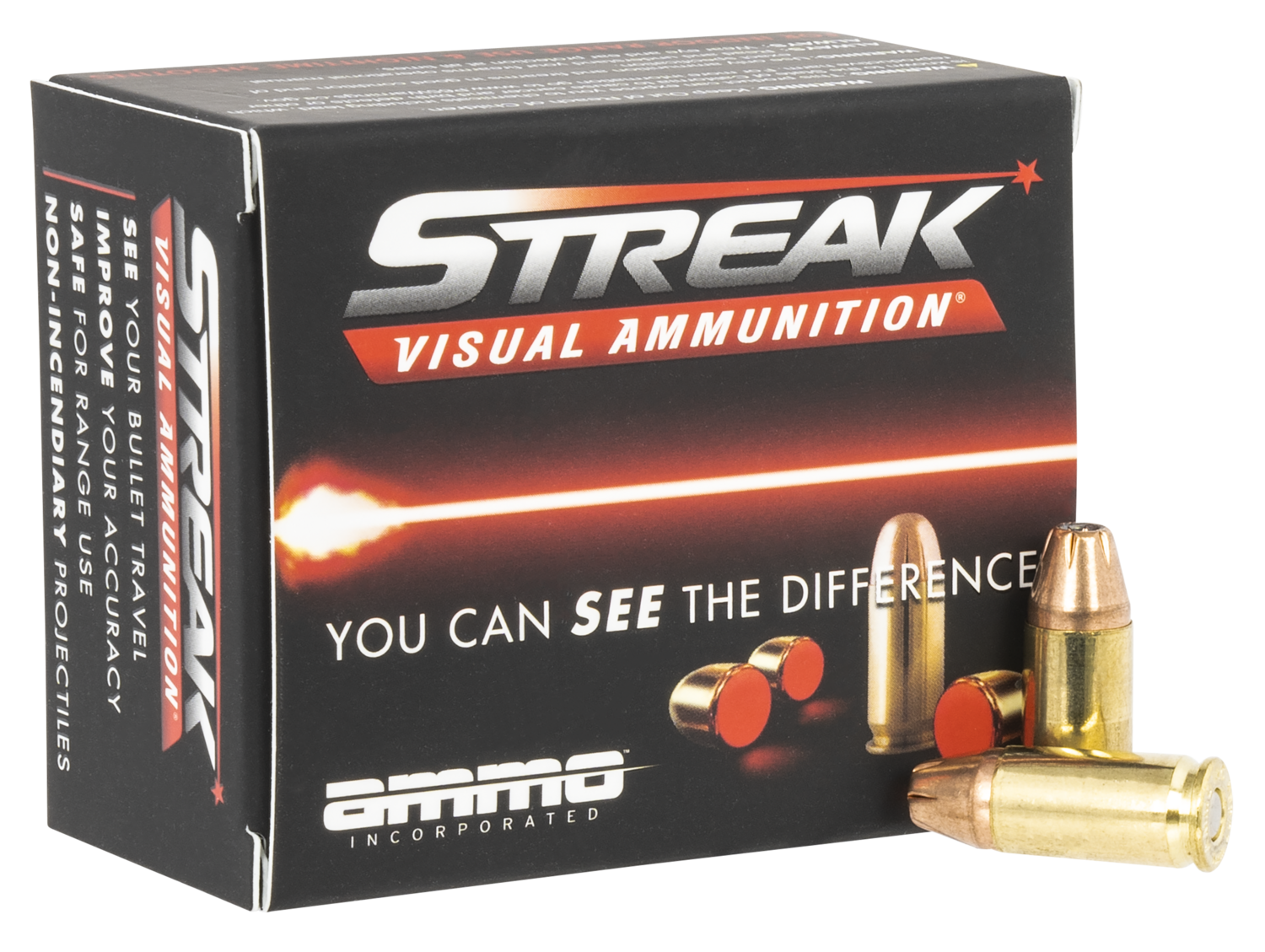 Ammo Incorporated Streak Visual (red), Ammoinc 9115jhpstrkred    9m   115 Jhp Strk  20/10