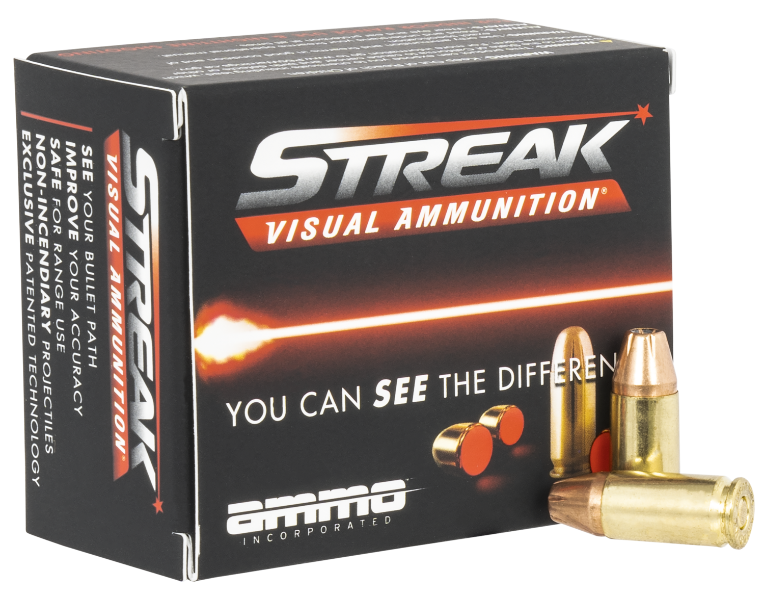 Ammo Incorporated Streak Visual (red), Ammoinc 9124jhpstrkred    9m   124 Jhp  Strk 20/10
