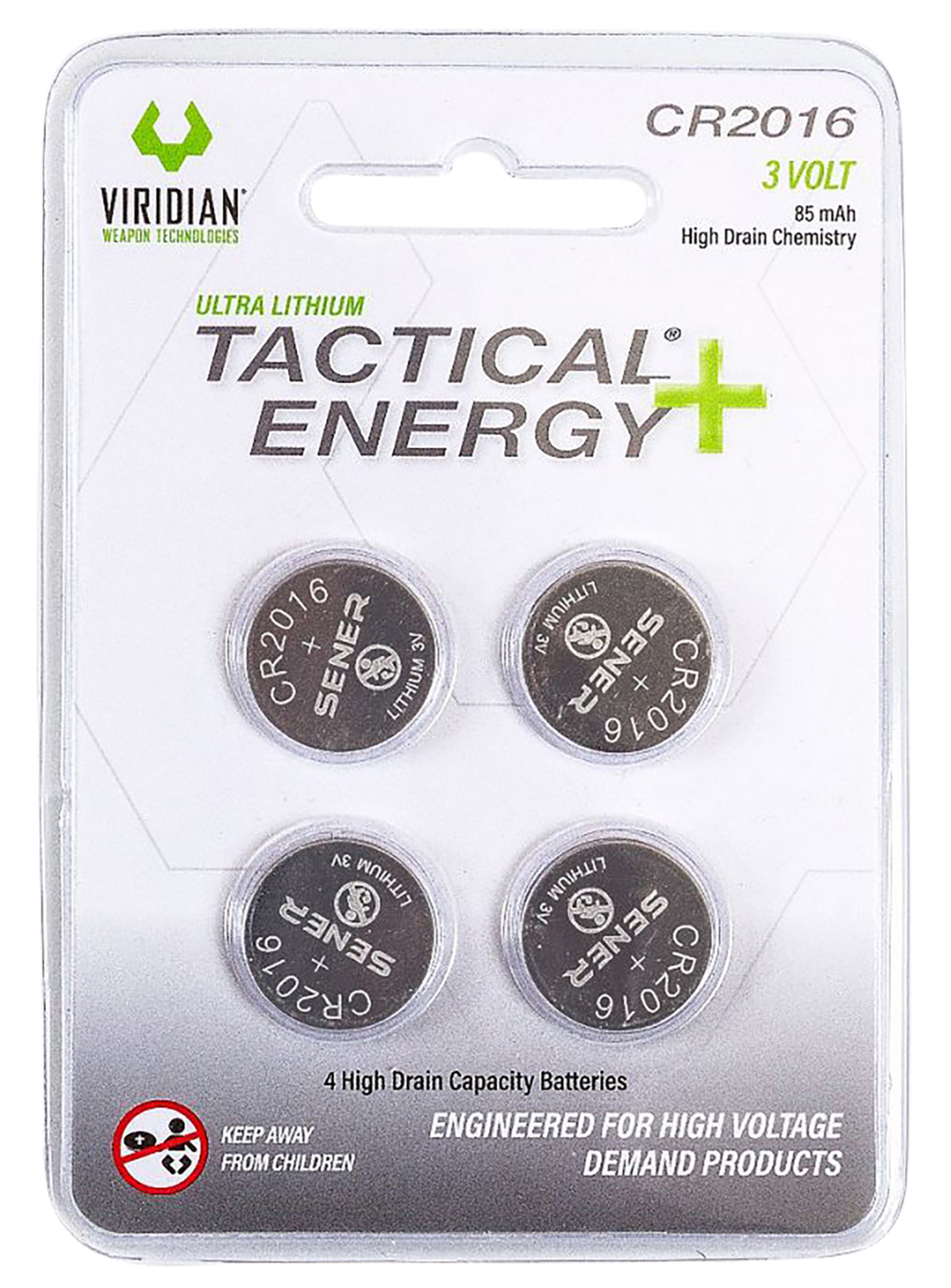 Viridian Cr2016, Vir 350-0013  Tactical Energy Cr2016 Lith Batt 4pk