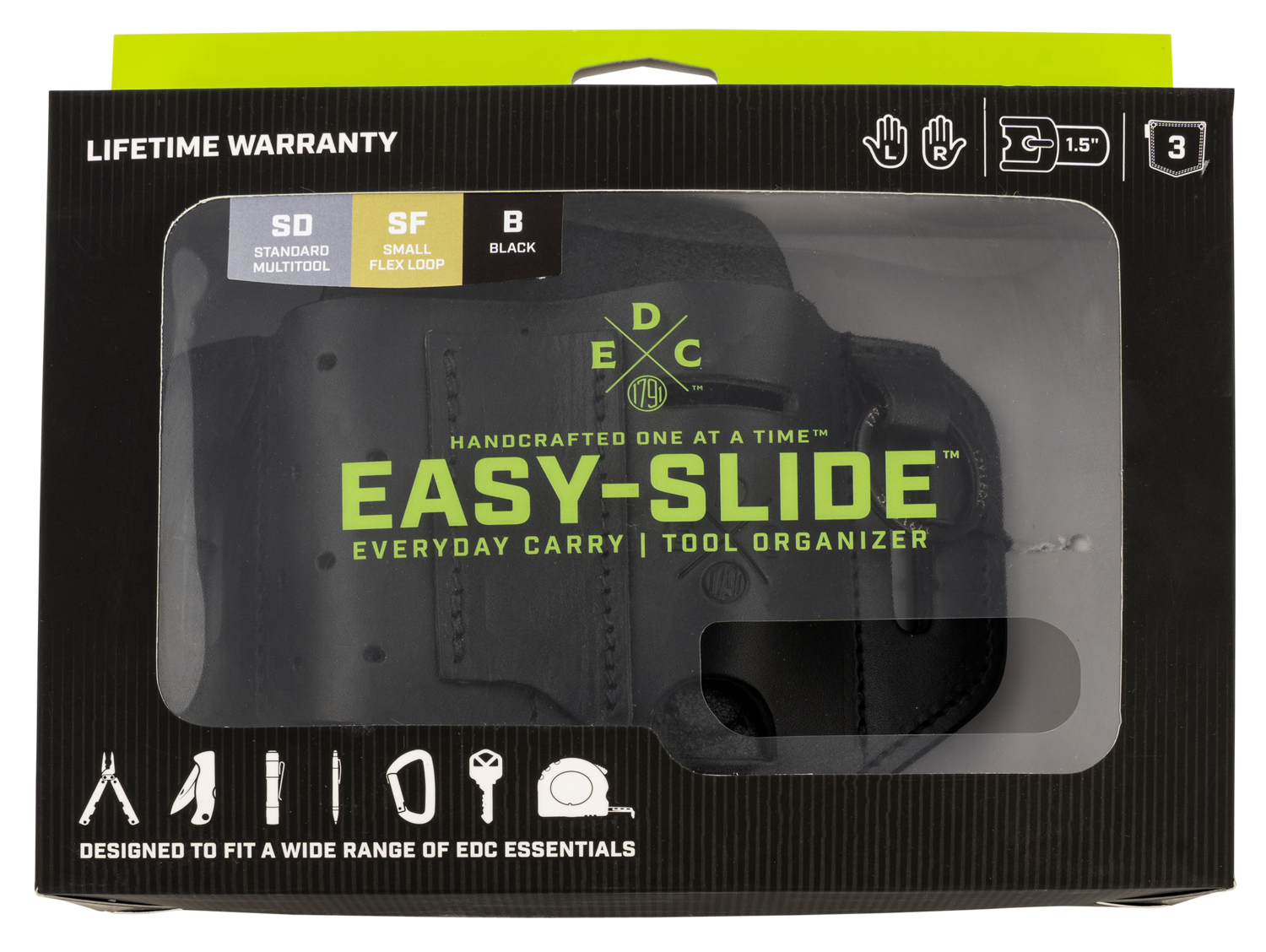 1791 Gunleather Edc, 1791 St-es-sf-blk-a  Edc Standard Esy Slide Sm Blk