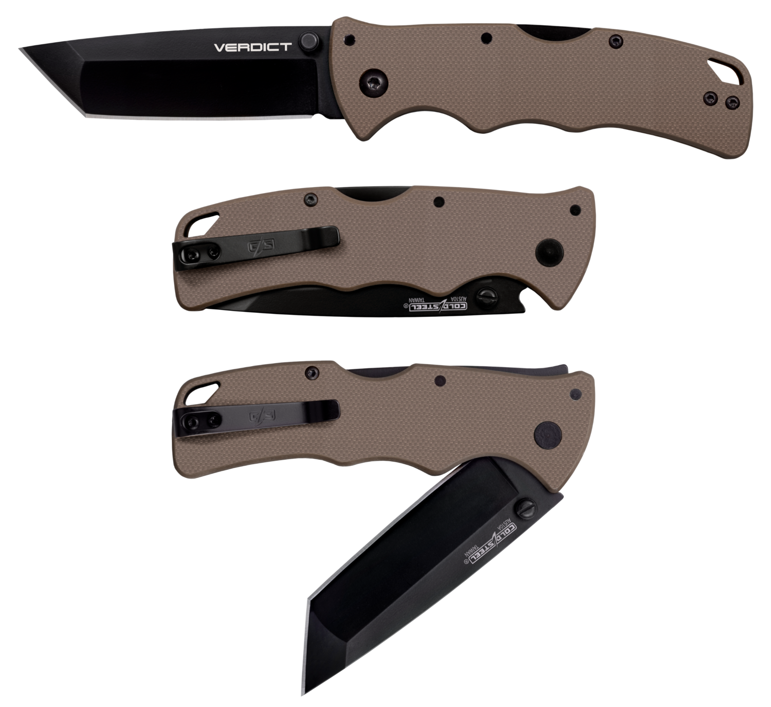 Cold Steel Verdict, Cold Cs-fl-c3t10afde  Verdict Tanto 3" G10     Fde
