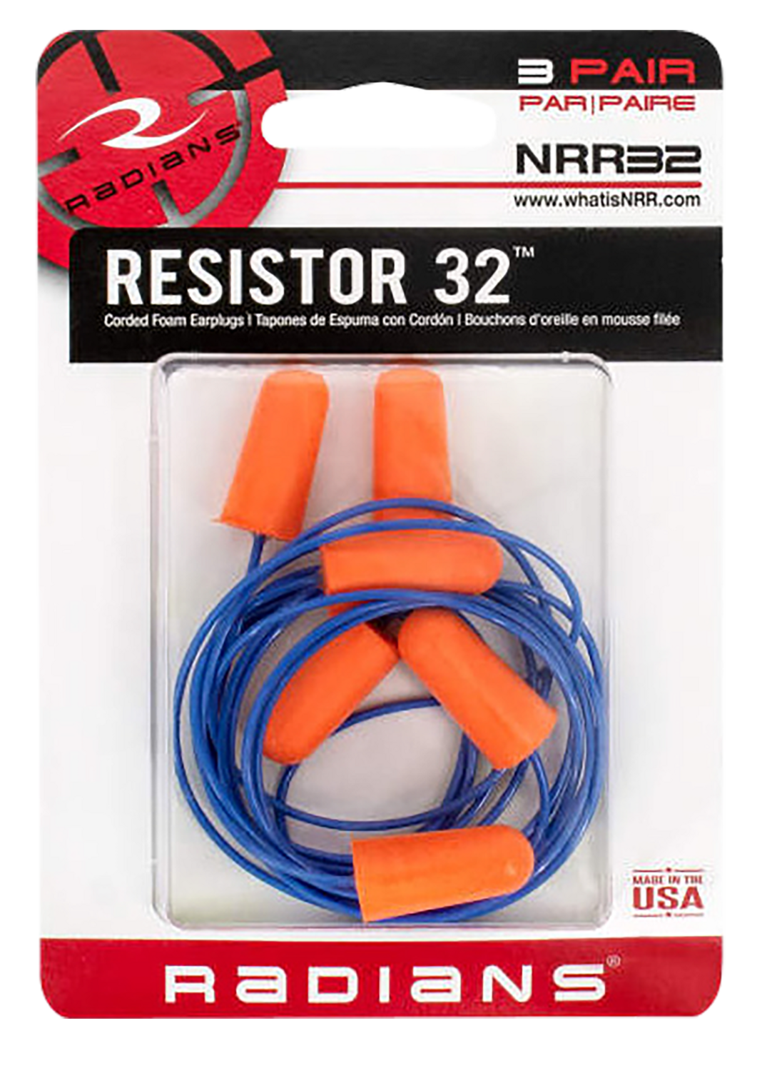 Radians Foam Ear Plugs, Rad Fp8100bp   Foam Plugs Corded 3pr