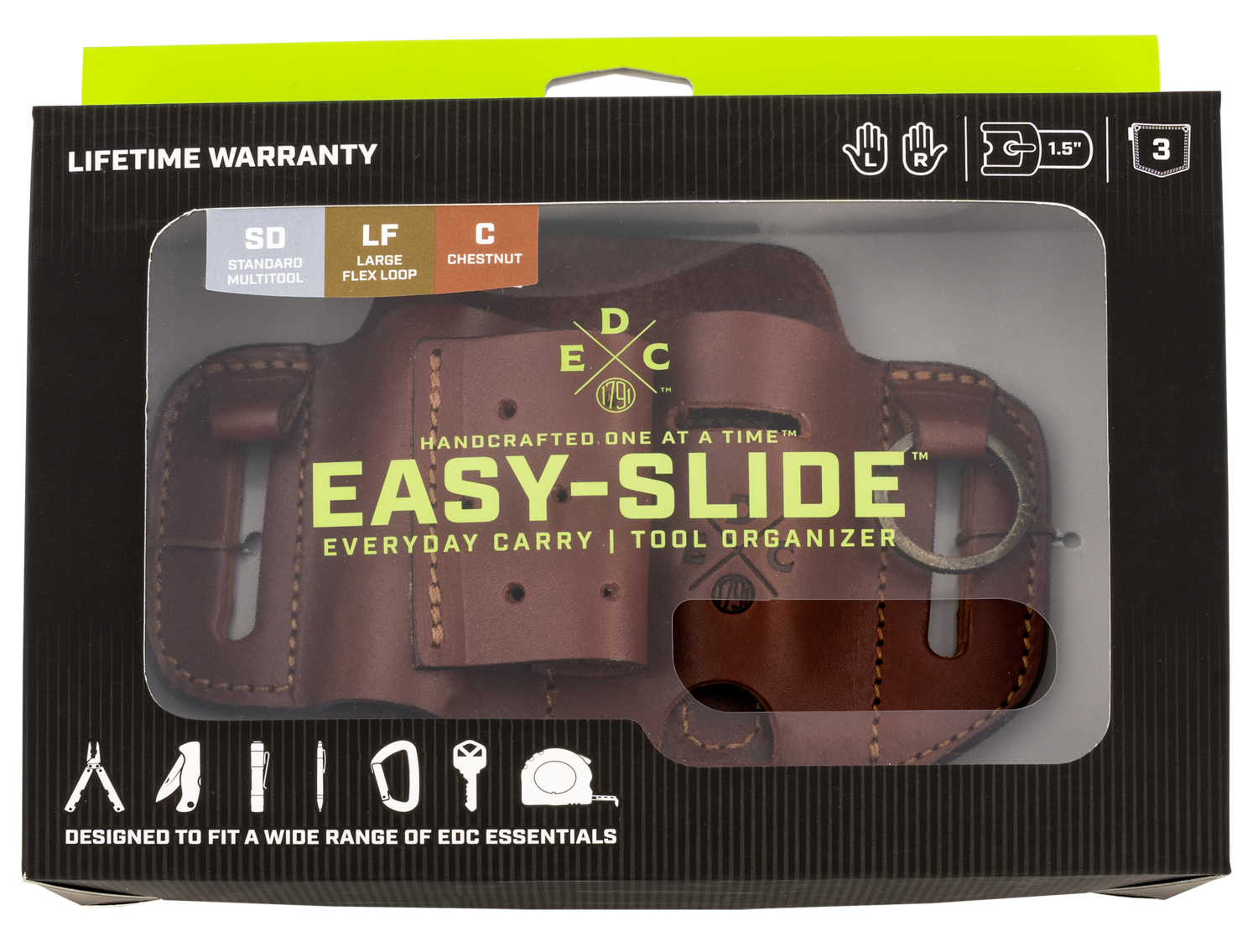 1791 Gunleather Edc, 1791 St-es-lf-chn-a  Edc Standard Esy Slide Lg Tan