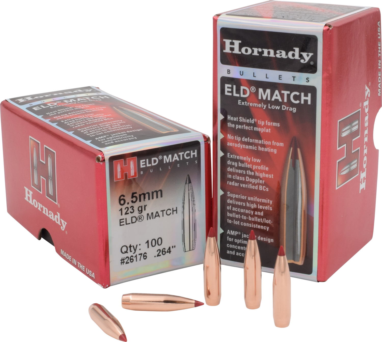 Hornady Eld Match, Horn 26176  Bull .264 123 Eld-m             100/25