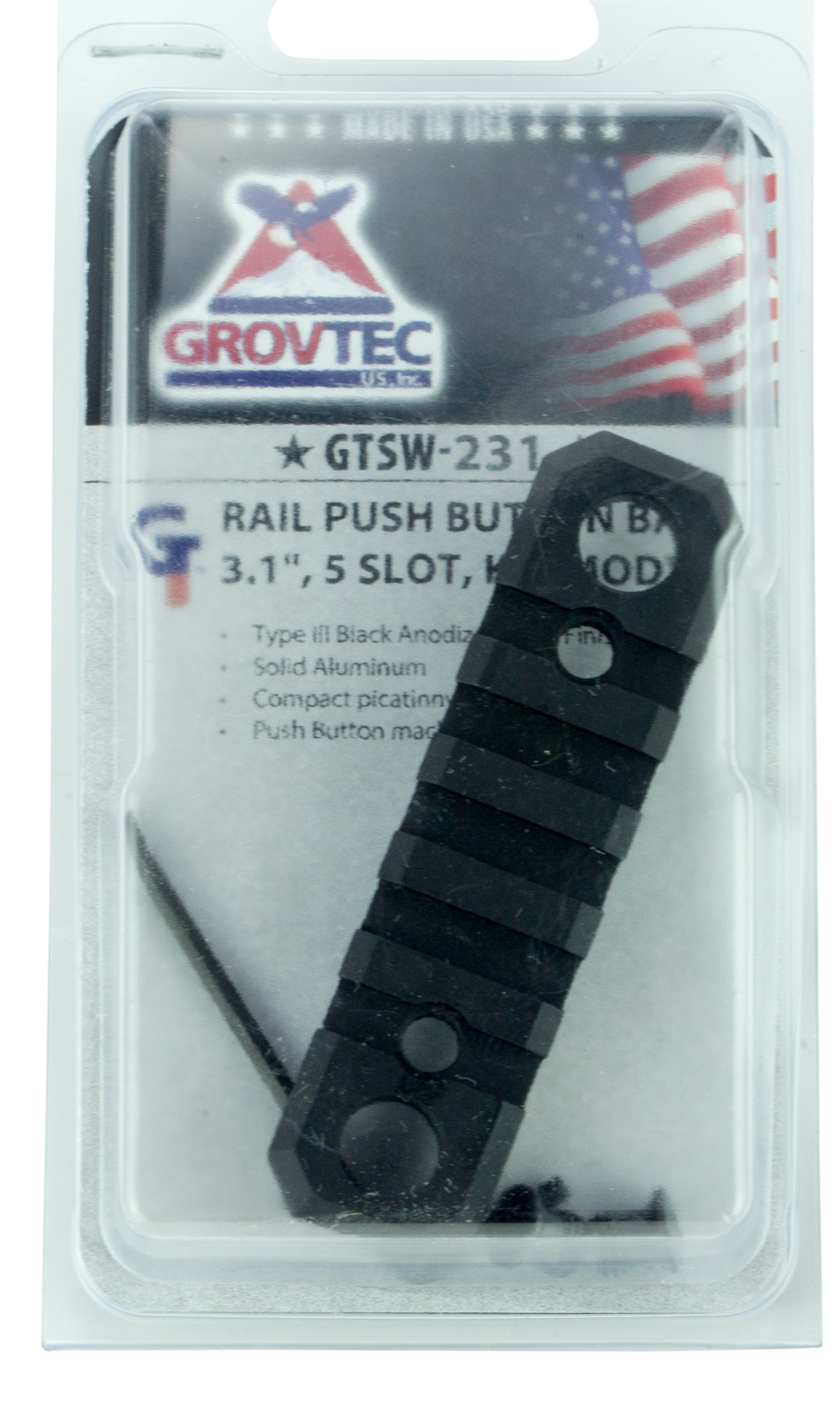 Grovtec Us Inc M1913 Picatinny Rail, Grov Gtsw231 Rail Pbb 3.1in 5sl Keymod