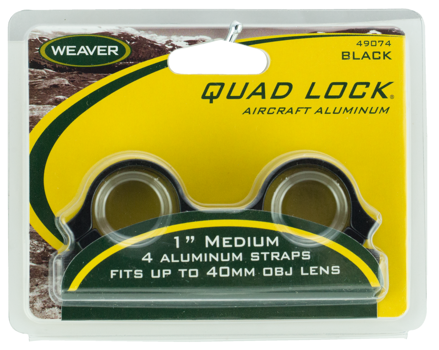 Weaver Mounts Quad Lock, Weav 49074  Rings Quad-lock 1in Med Blk
