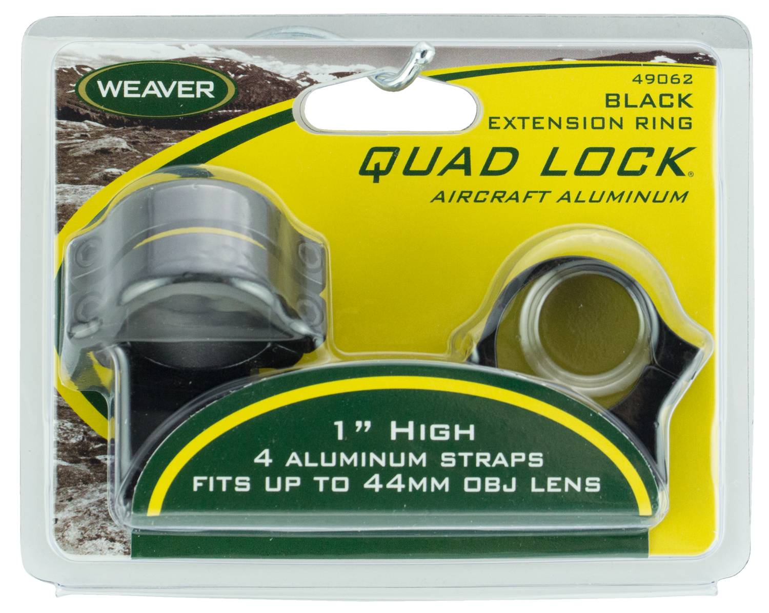 Weaver Mounts Quad Lock, Weav 49062  Rings Quad-lock 1in Ext Blk