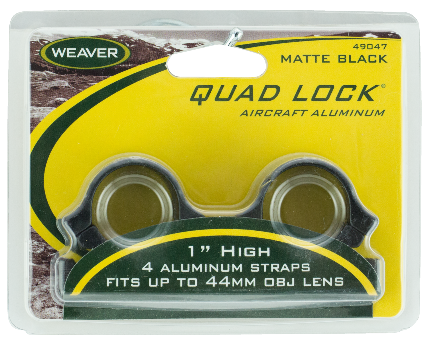 Weaver Mounts Quad Lock, Weav 49047  Rings Quad-lock 1in Hi  Mat