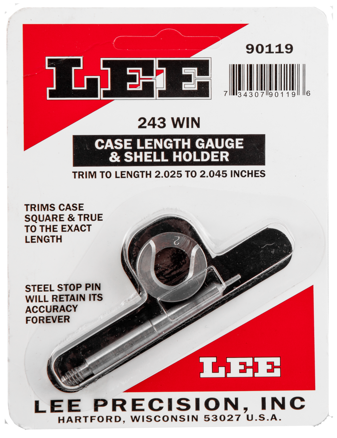 Lee Case Length Gauge, Lee 90119 Gauge/holder 243 Win