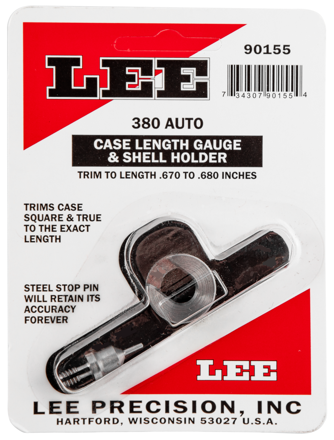 Lee Case Length Gauge, Lee 90155 Gauge/holder 380 Acp