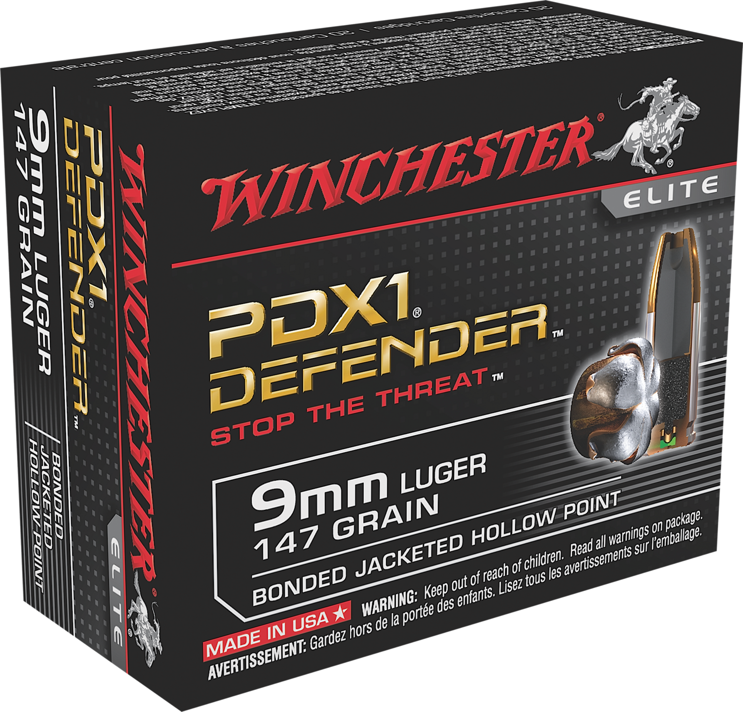 Winchester Ammo Defender, Win S9mmpdb1  9mm     147 Pdx                20/10
