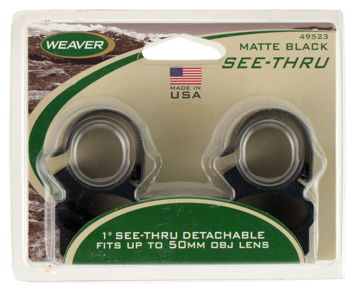 Weaver Mounts See-thru, Weav 49523  1in See Thru Rings  Det Mat