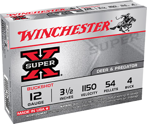 Winchester Ammo Super X, Win Xb12l4      4bk  3.5in     Buck           5/50