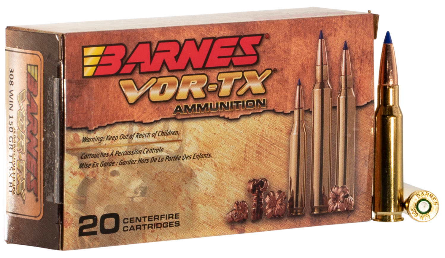Barnes Bullets Vor-tx, Brns 21540 Bb308w1     308       150 Ttsx Bt 20/10
