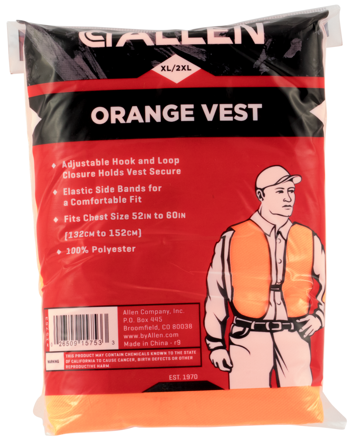 Allen Safety, Allen 15753 Orange Vest Big Man