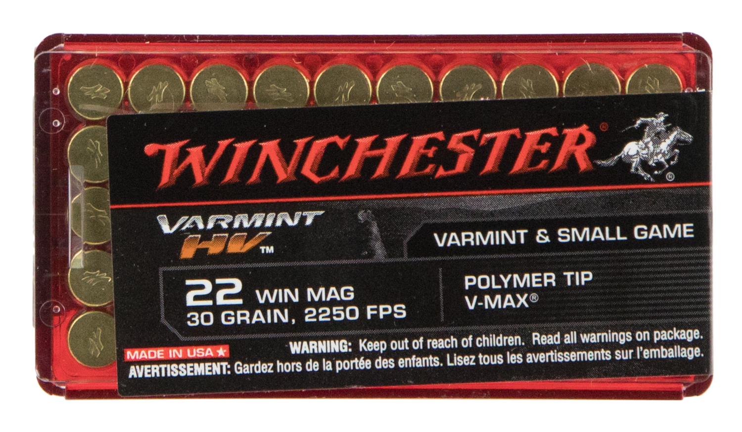Winchester Ammo Varmint Hv, Win S22m2pt     22wmr  30vmax    Varmint     50/20