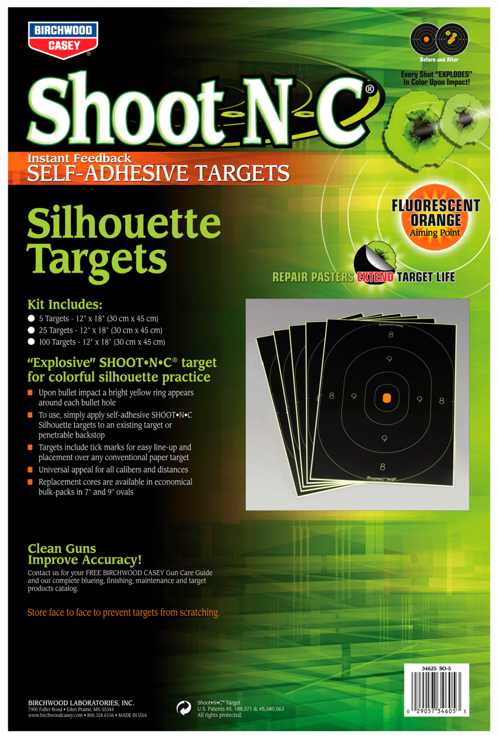 Birchwood Casey Shoot-n-c, Bir 34605          Shoot-n-c 12x18 Silhouete  5pk