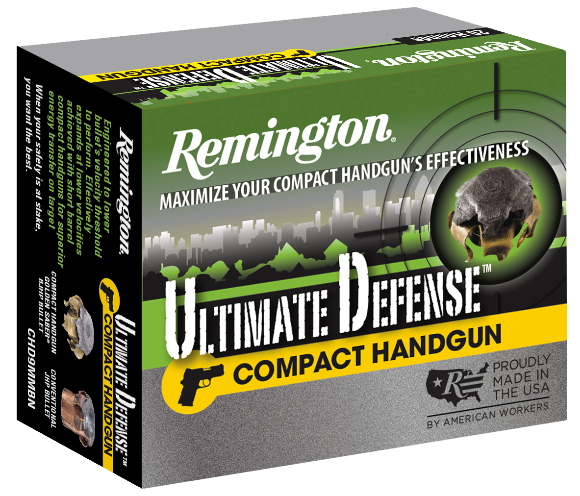 Remington Ammunition Ultimate Defense, Rem 28963 Chd9mmbn  Cmpt 9mm       124bjhp   20/25