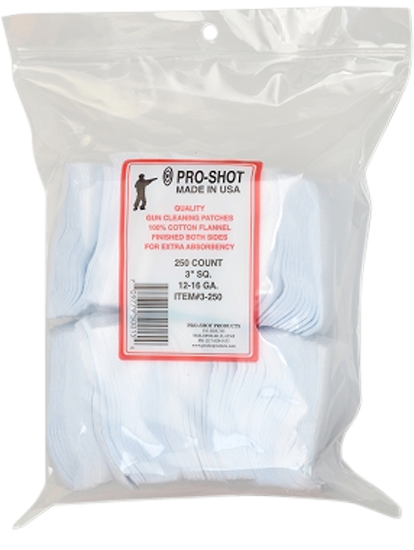 Pro-shot Cleaning Patches, Proshot 3-250          12-16ga  3" Patch 250
