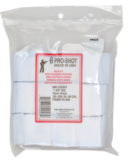 Pro-shot Cleaning Patches, Proshot 13/4-500       7m-38c 1.75 Patch 500