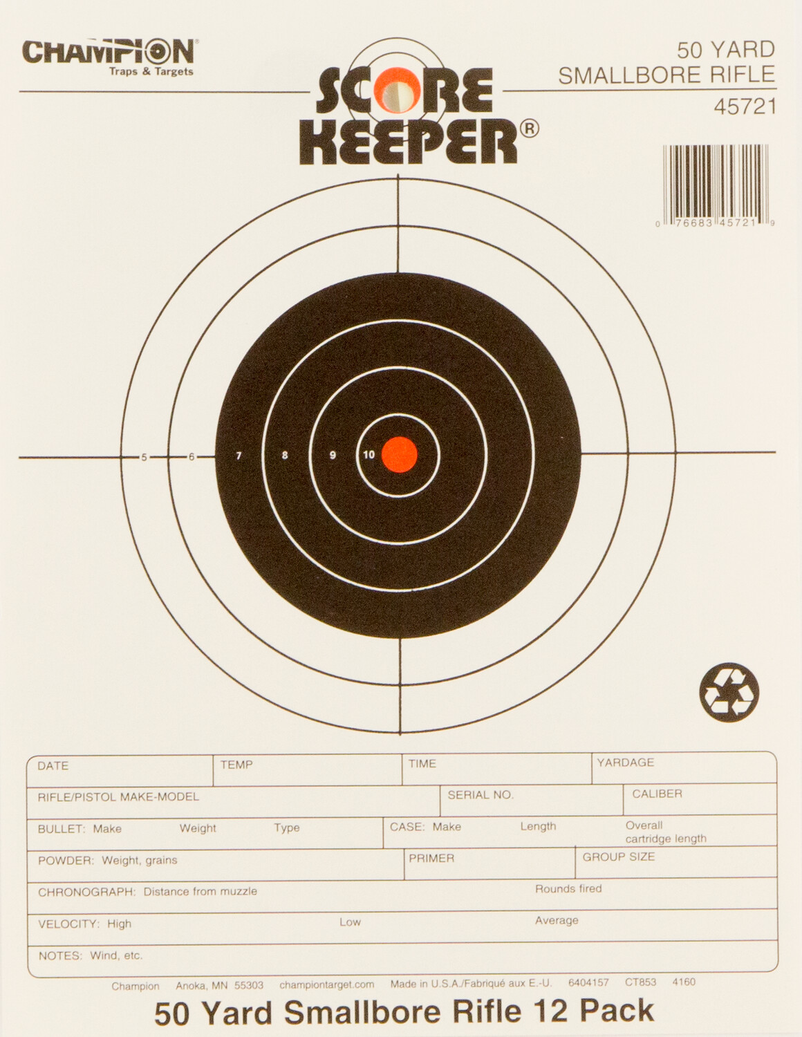 Champion Targets Score Keeper, Champ 45721      50ft Smallbore Notebook