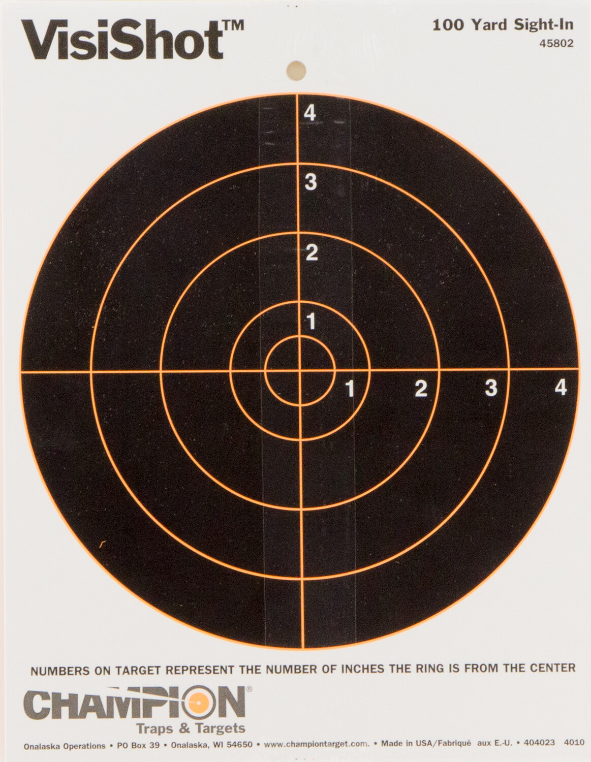 Champion Targets Visishot, Champ 45802      Visishot Tgt 8in Bulls