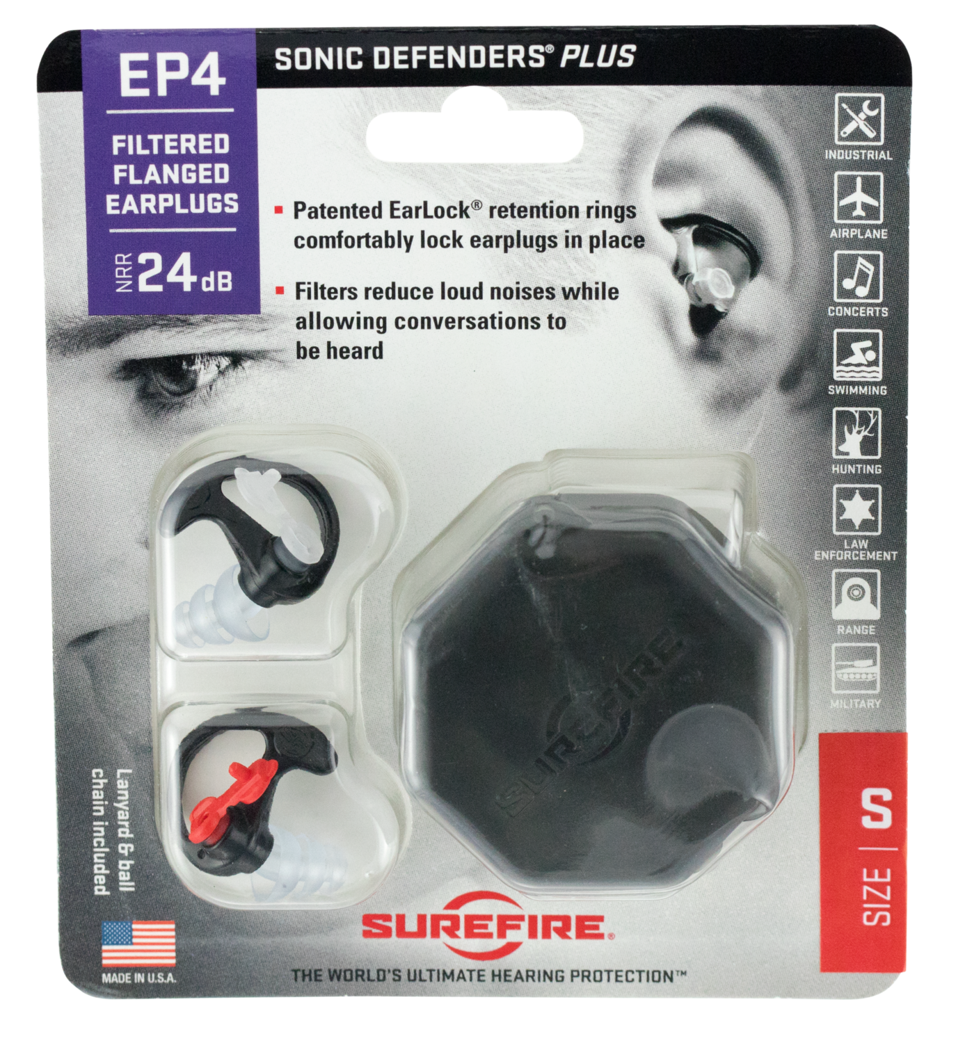 Surefire Ep4, Sf Ep4-bk-mpr      Trp Flanged Earplugs Md Blk