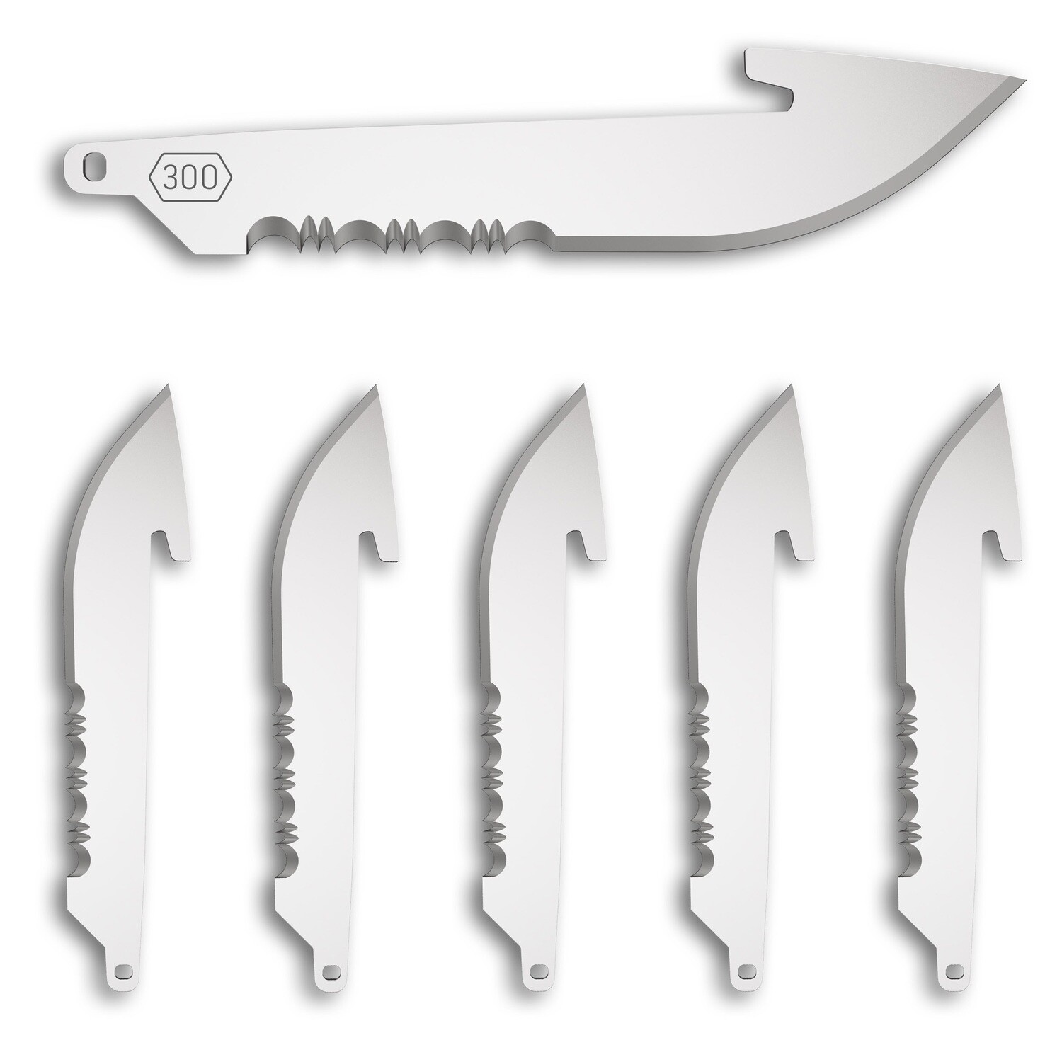 Od Edge Drop-pt Srtd Blade 6pk, Barrel length: 3.0"