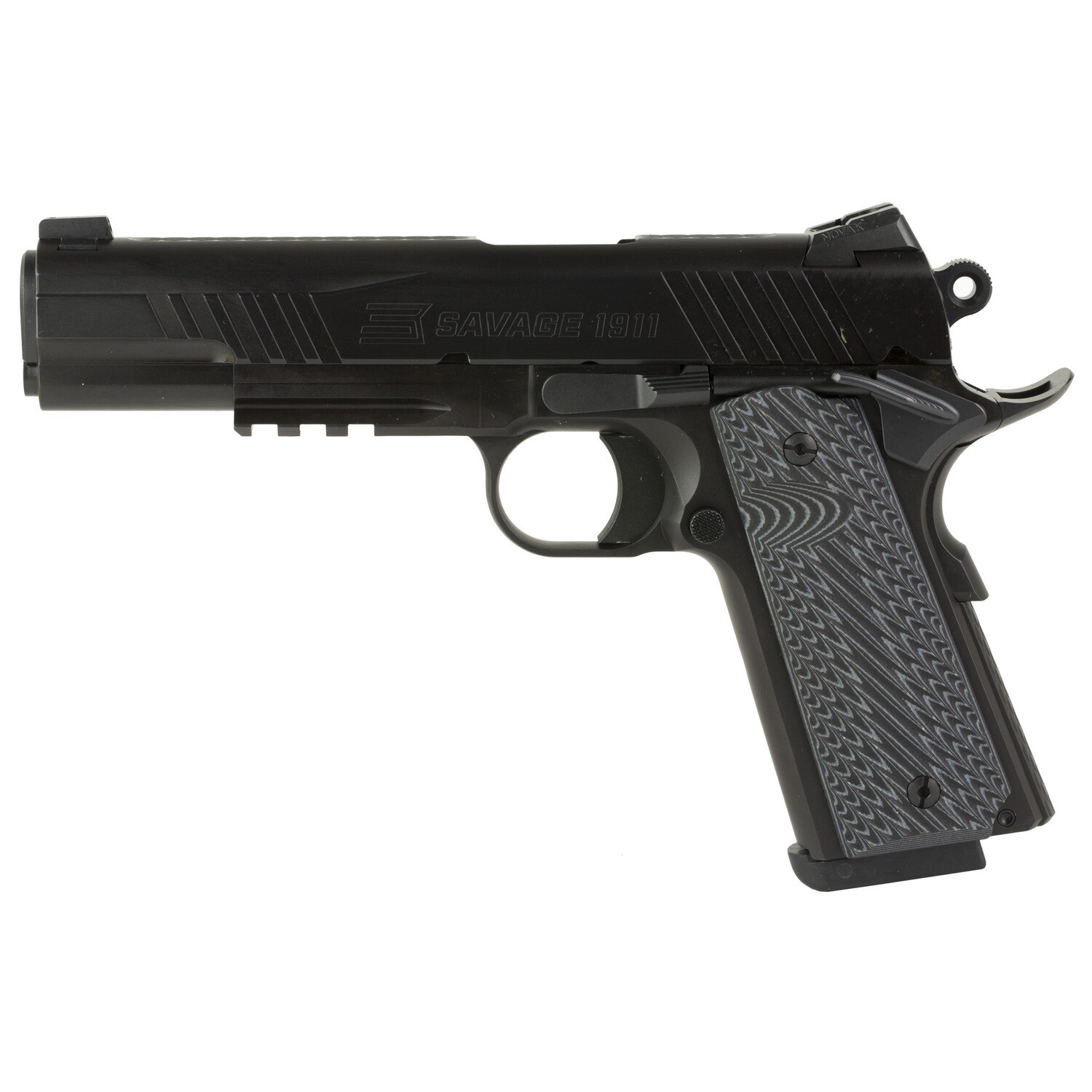 Sav 1911 45acp 5" 8rd W/rail, Color/Finish: Black