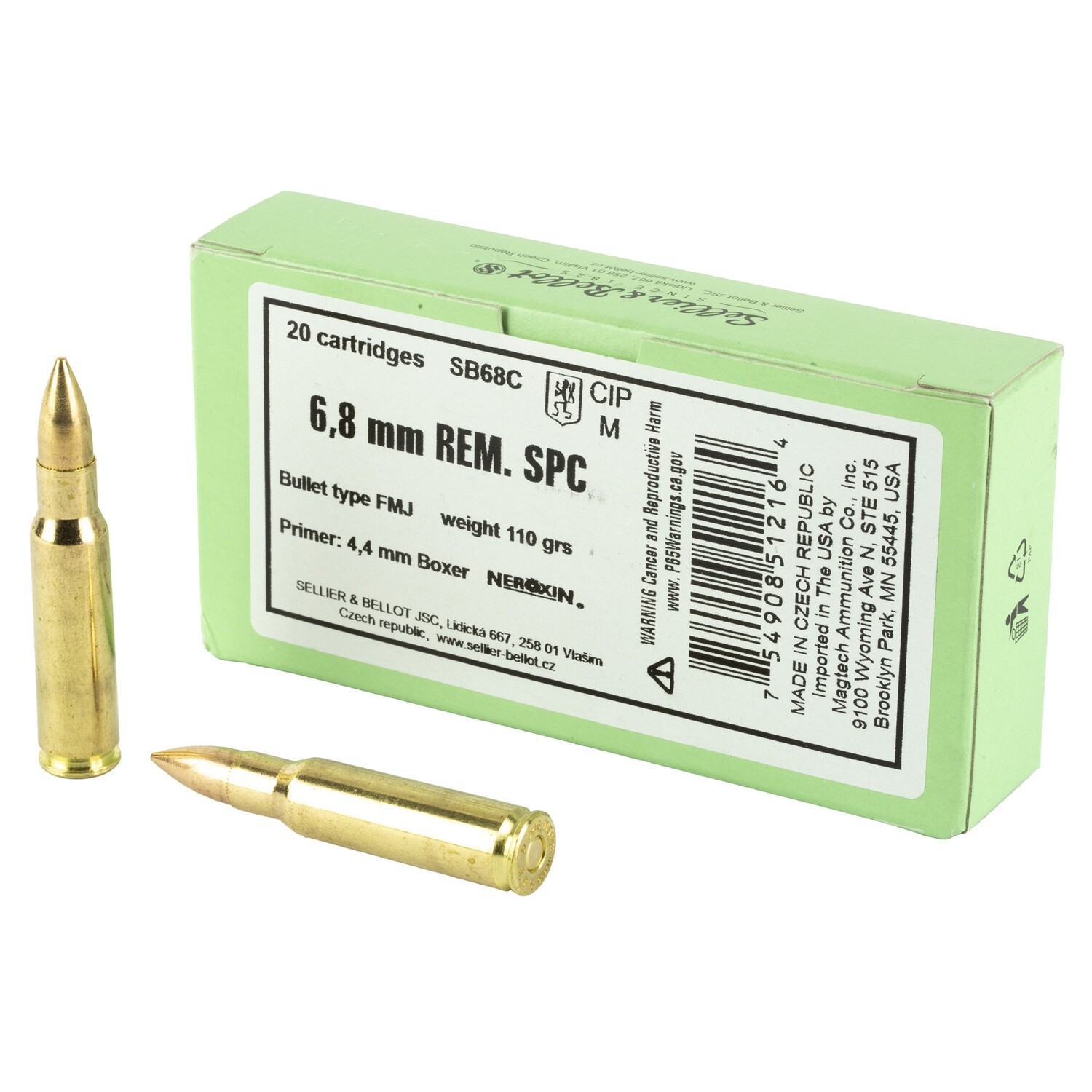 S&b 6.8spc 110gr Fmj 20/1000