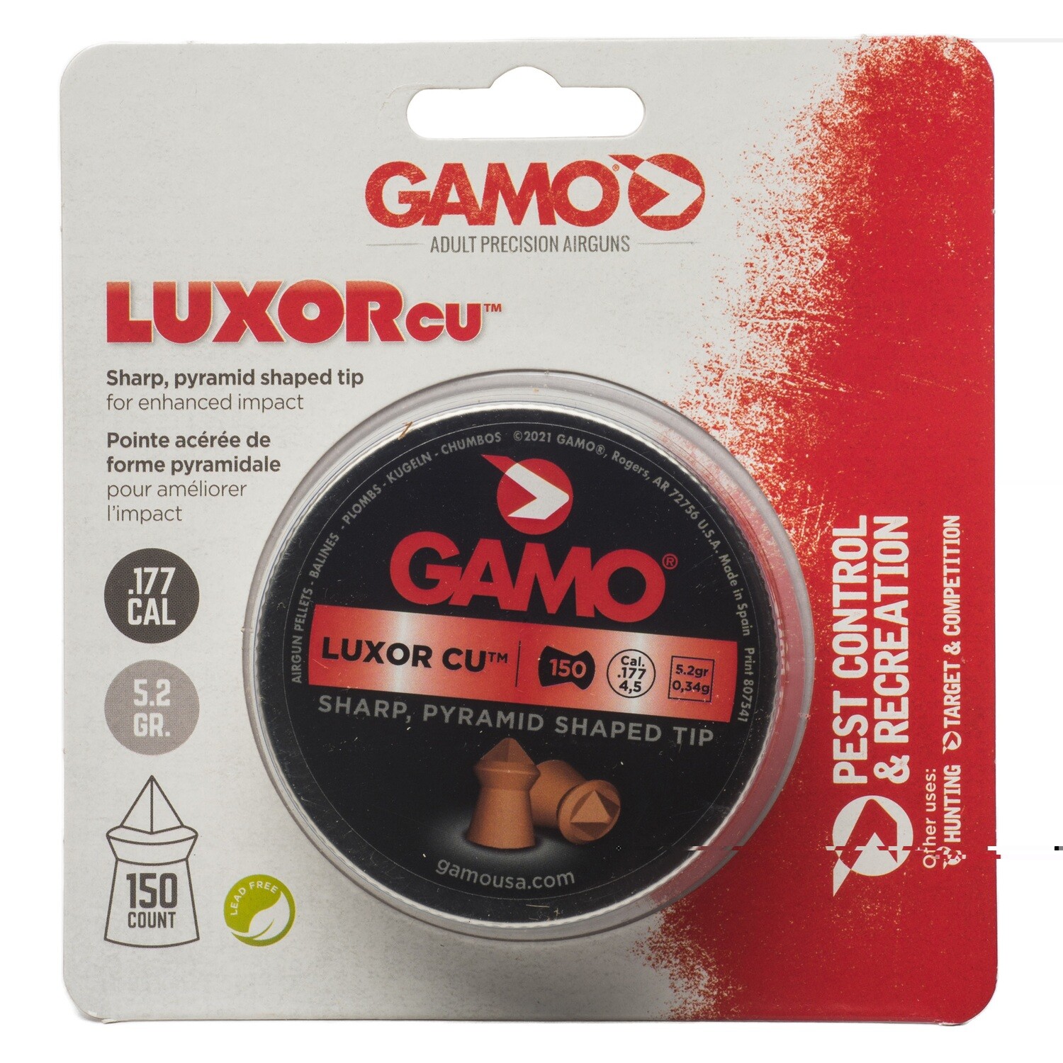 Gamo Luxor Cu Shrp Pyrmid Hnting, Caliber: 177