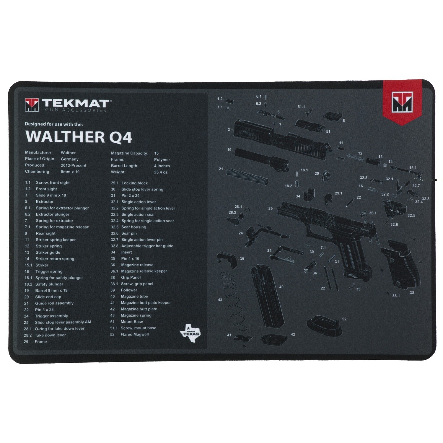 Tekmat Pstl Mat For Walther Q4 Sf