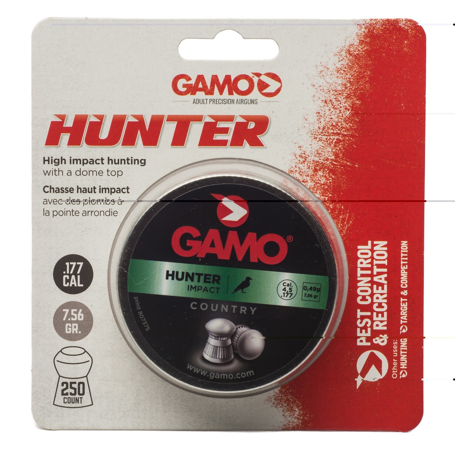 Gamo Hunter Round Nose 250ct, Caliber: .177