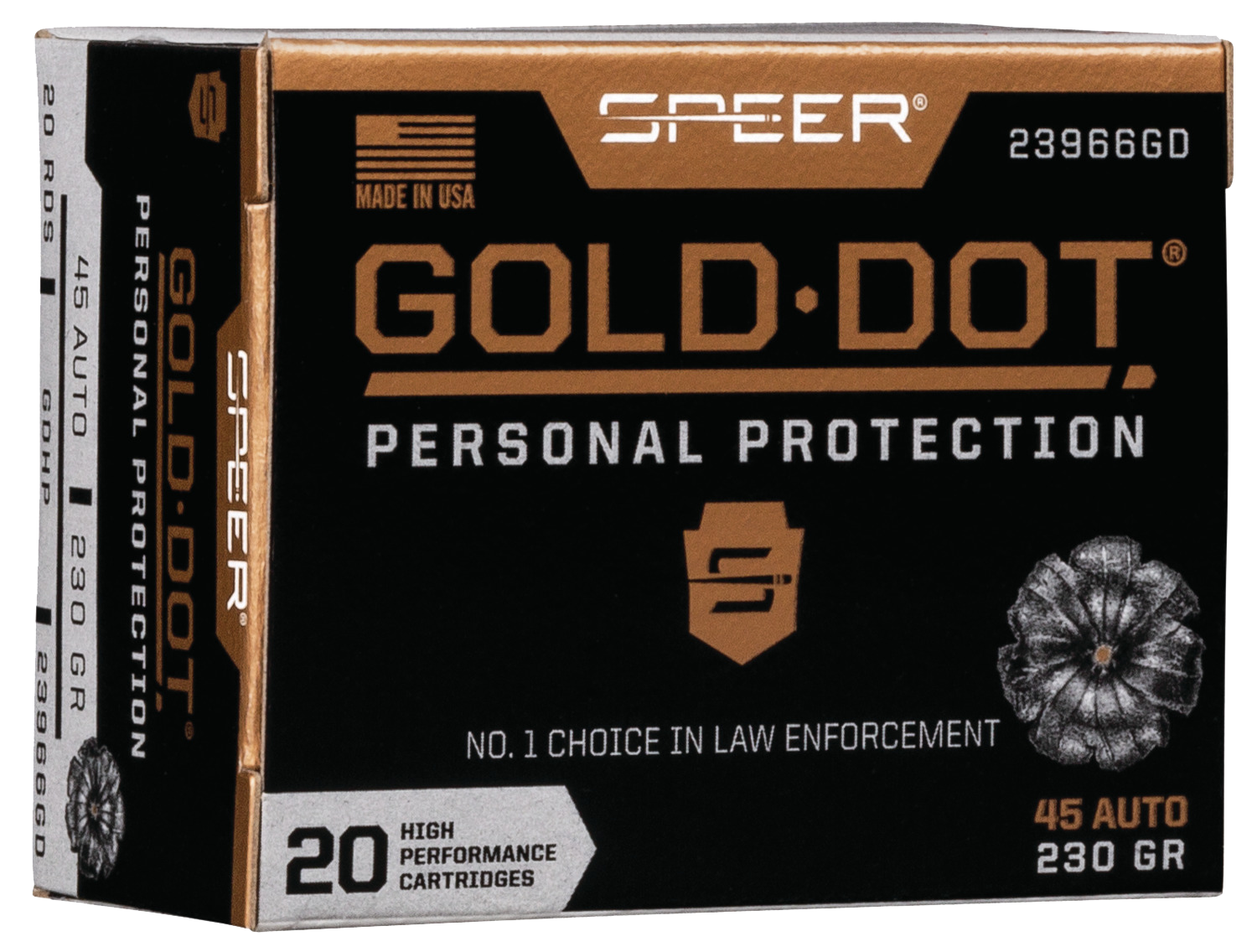 Speer Ammo Gold Dot, Speer 23966gd Gold Dot 45a    230 Hp         20/10