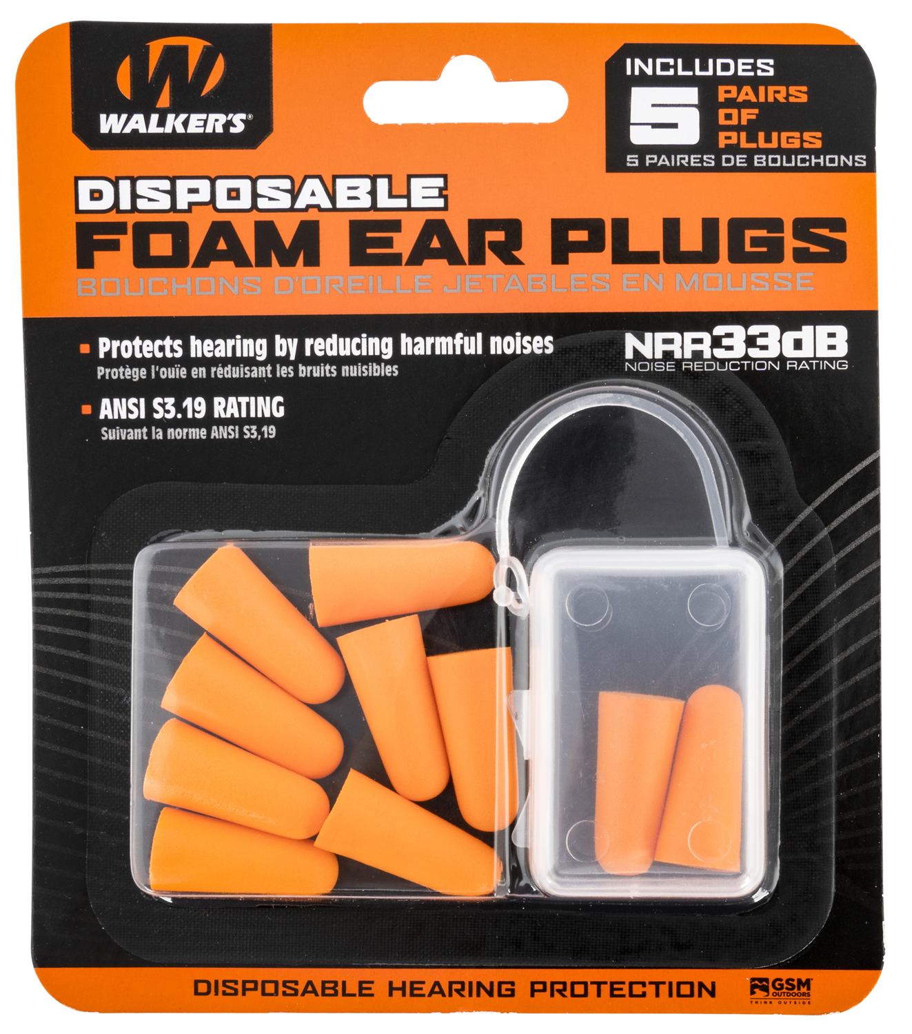 Walkers Game Ear Foam Ear Plugs, Wlkr Gwp-fp5pk         Foam Ear Plug  10cnt