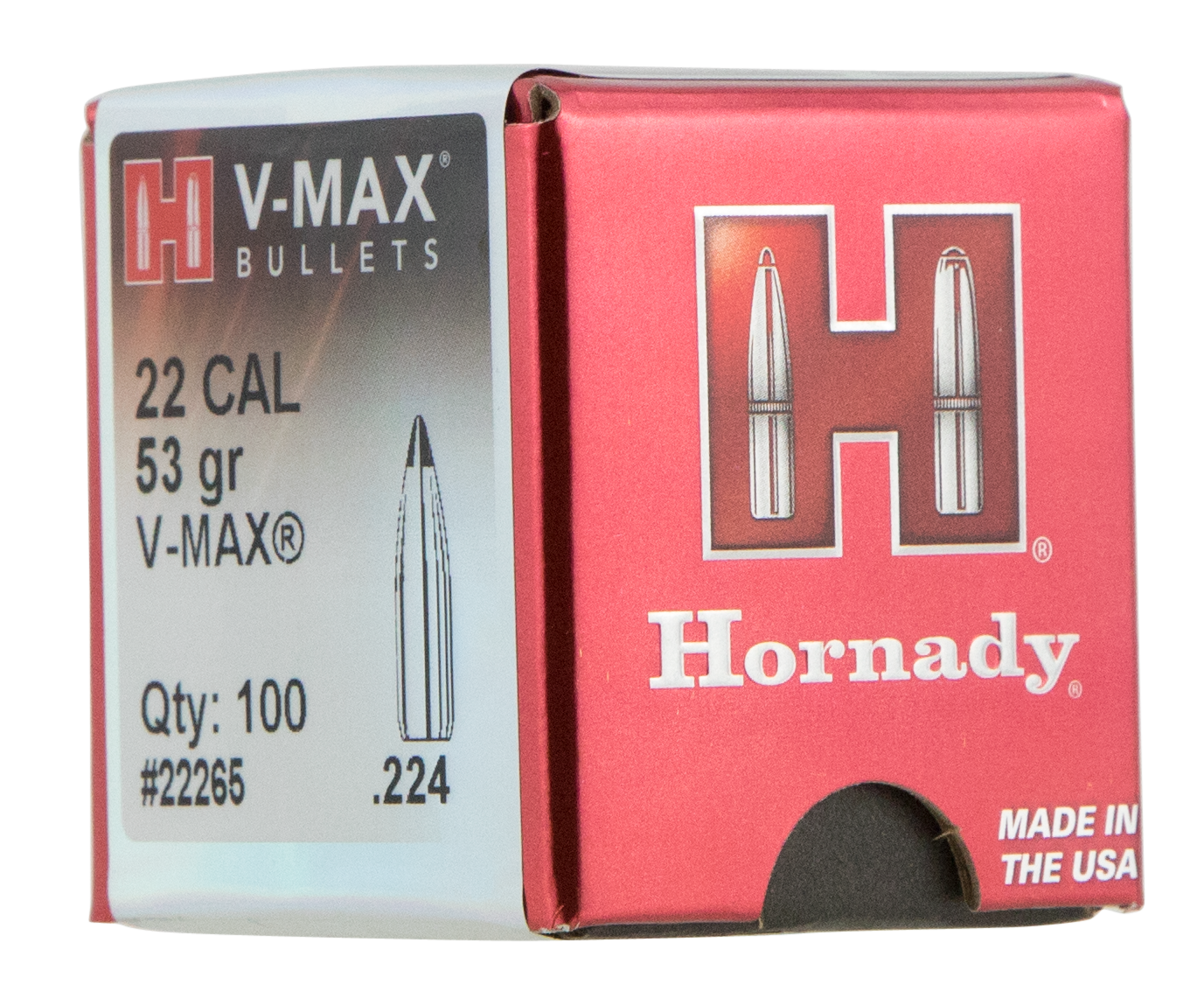 Hornady V-max, Horn 22265  Bull .224  53 Vmax              100/40