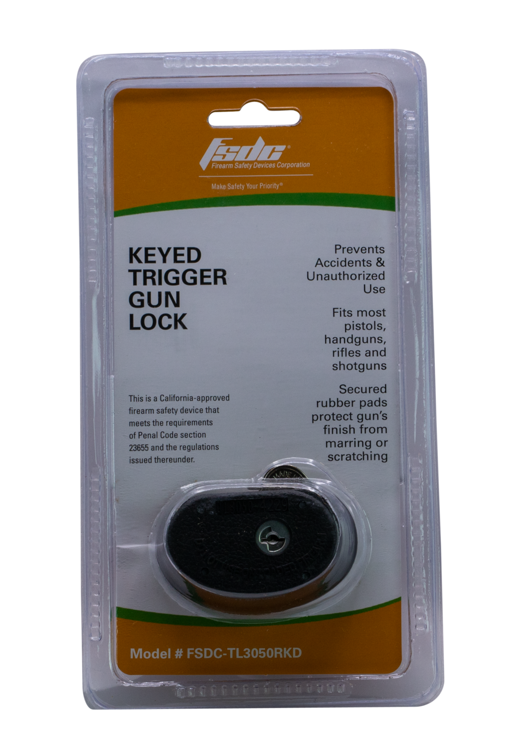 Firearm Safety Devices Trigger Lock, Fsdc Tl3050rkd Keyed Trigger Lock Black