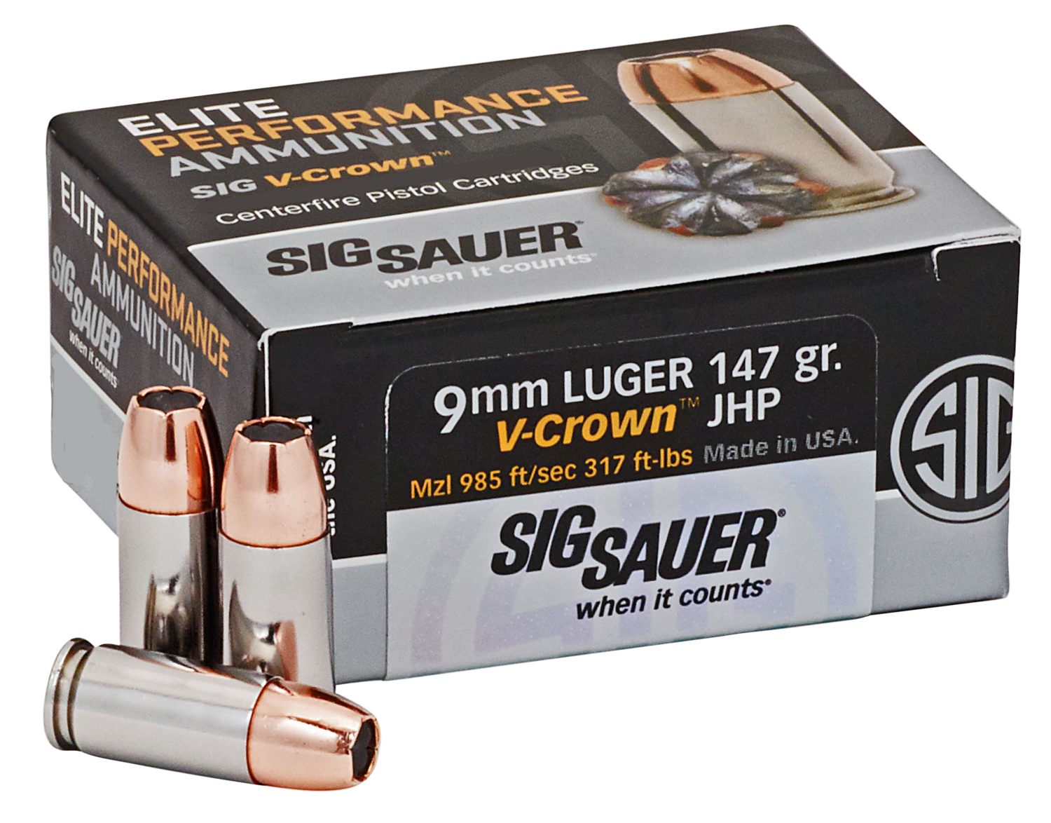 Sig Sauer Elite Defense, Sig E9mma3-50      Elite Vcrwn 9mm  147 Jhp  50/10