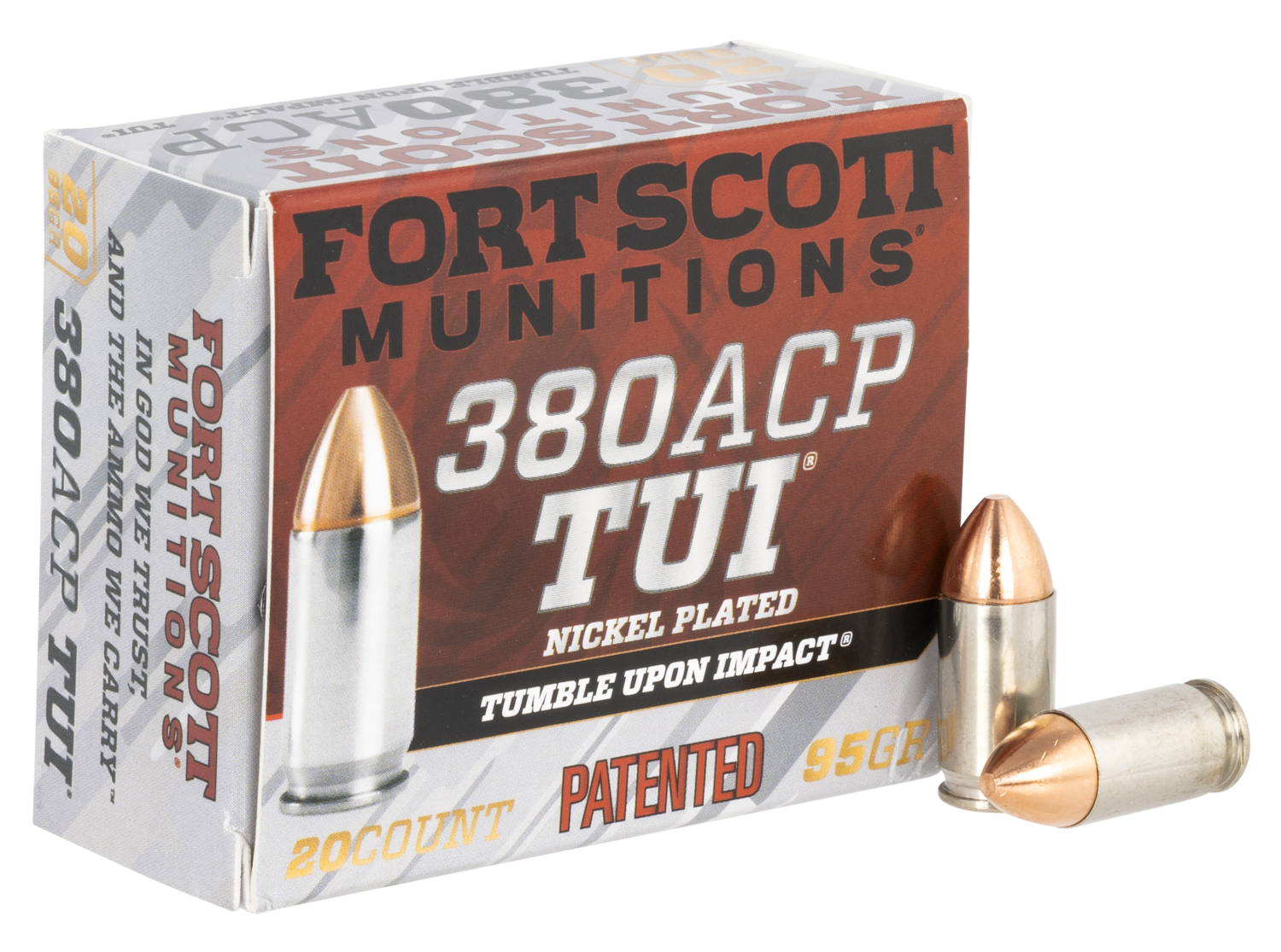 Fort Scott Munitions Tumble Upon Impact (tui), Fsm 380-095-scv      380acp  95gr Tui        20/25