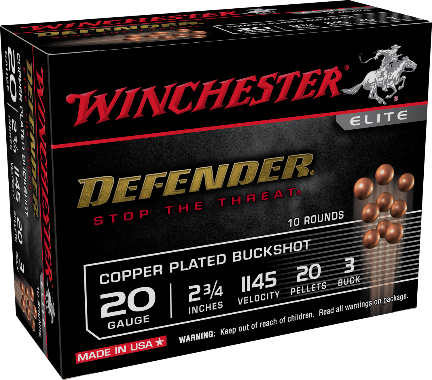 Winchester Ammo Defender, Win Sb203pd    Defender Cp   3  Buck         10/10