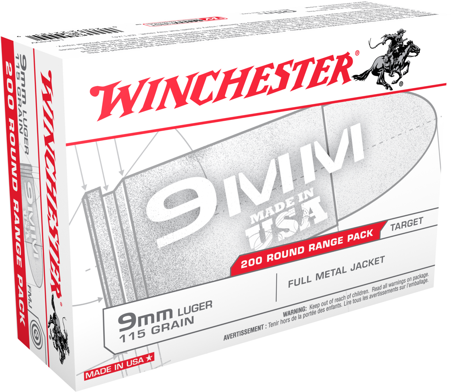 Winchester Ammo Usa, Win Usa9w     9mm        115 Fmj            200/05