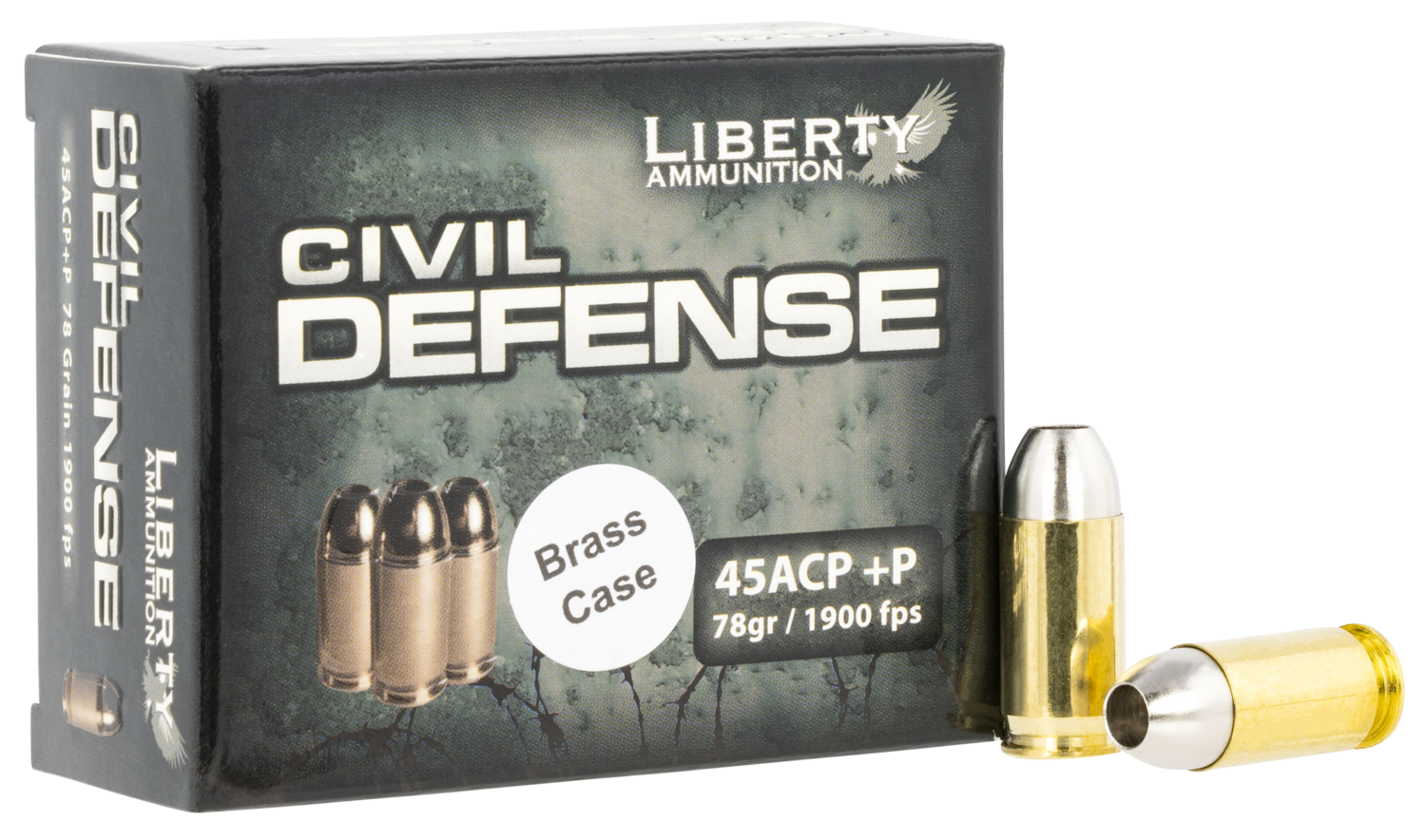 Liberty Ammunition Civil Defense, Liberty La-cd-45-013-bc 45a  78gr Brass Case 20/50