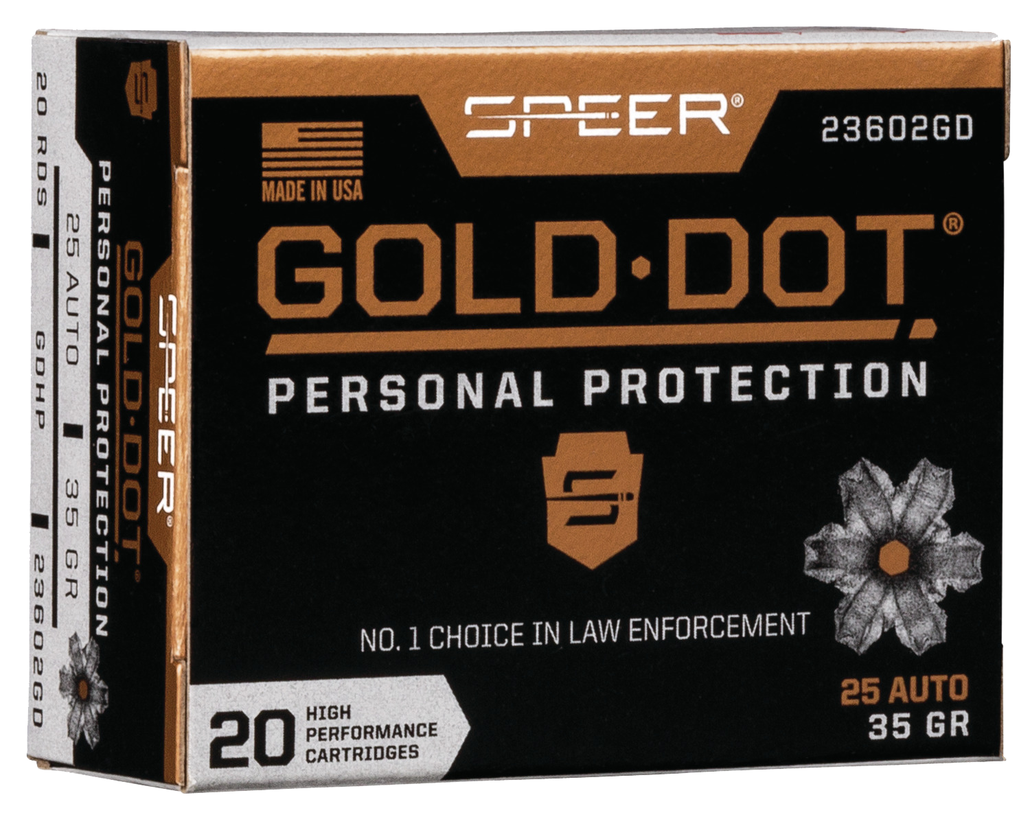 Speer Ammo Gold Dot, Speer 23602gd Gold Dot 25acp   35 Hp         20/10